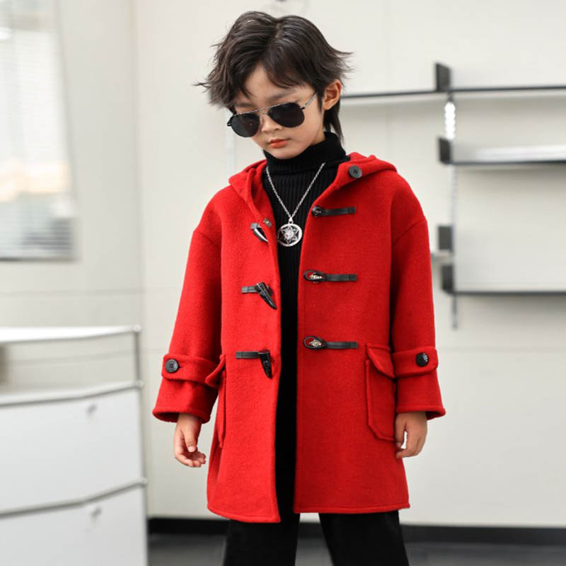 Kids Outdoor Jacket - Детское зимнее красное зеленое шерстяное пальто,