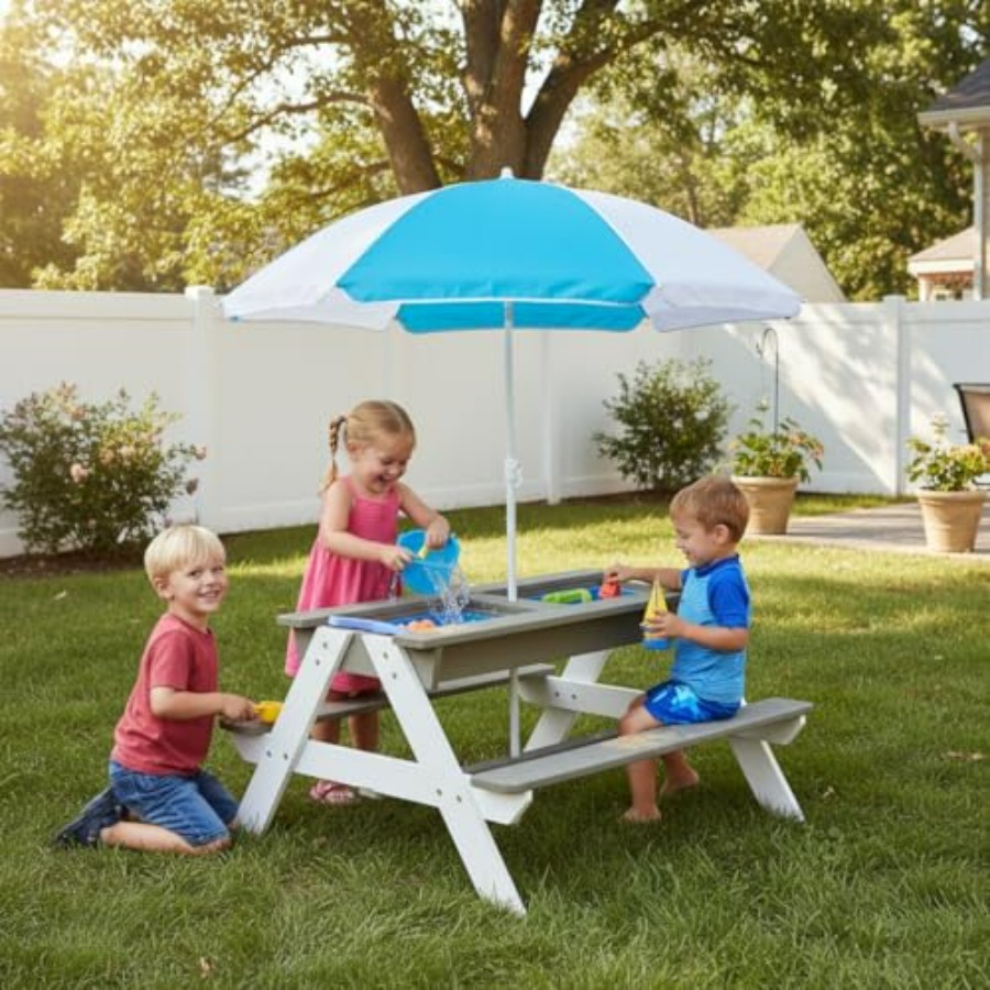 Kids Outdoor Umbrella For Table - Детский уличный стол для пикника, деревянный