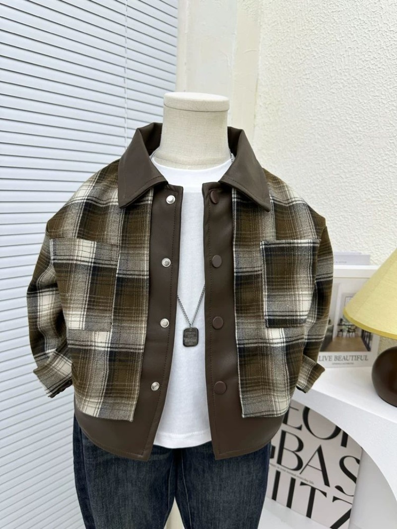 Kids Outdoor Jacket - Детская клетчатая куртка для мальчиков, весенняя