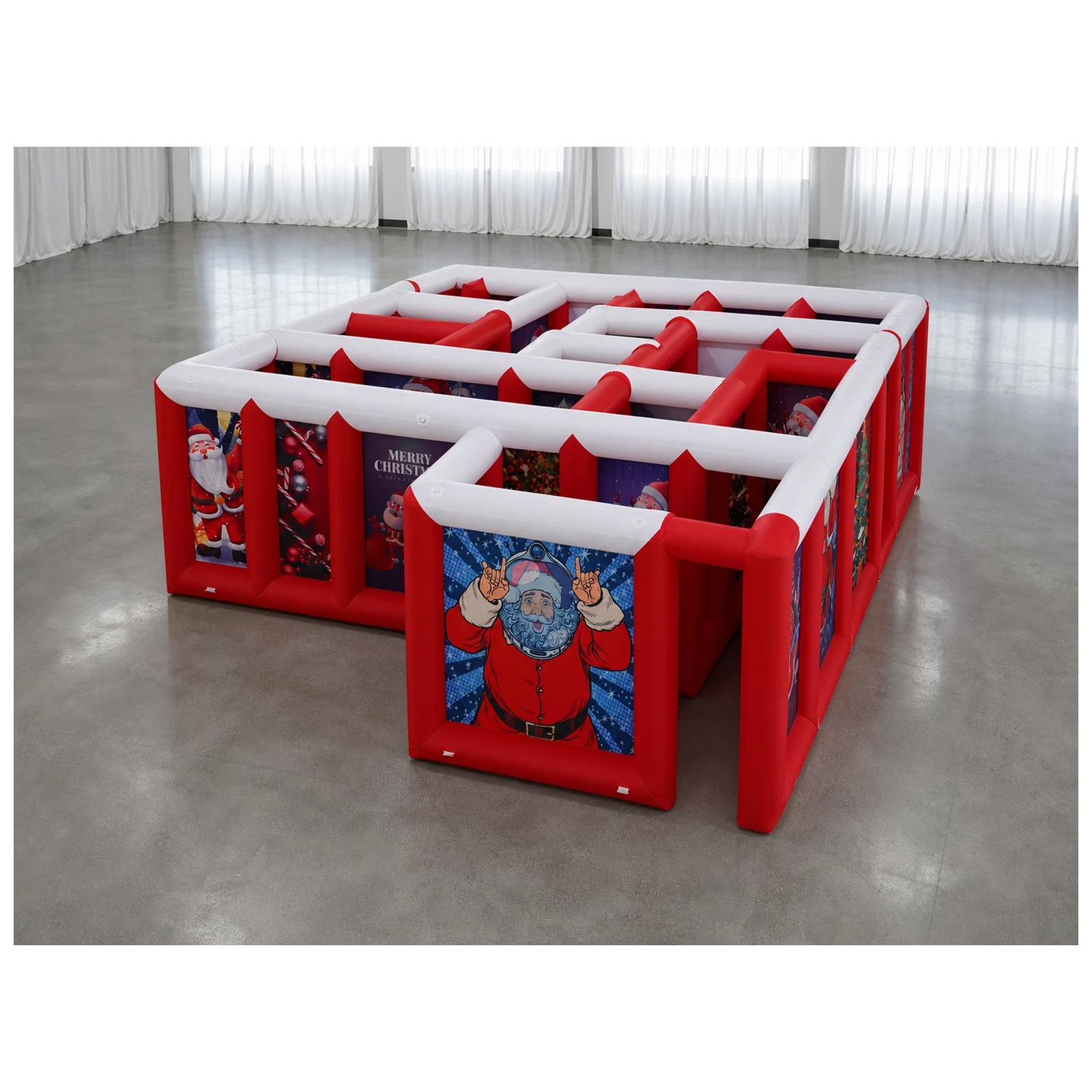Kids Outdoor Games For Party - Большой красно-белый надувной лабиринт с плоской