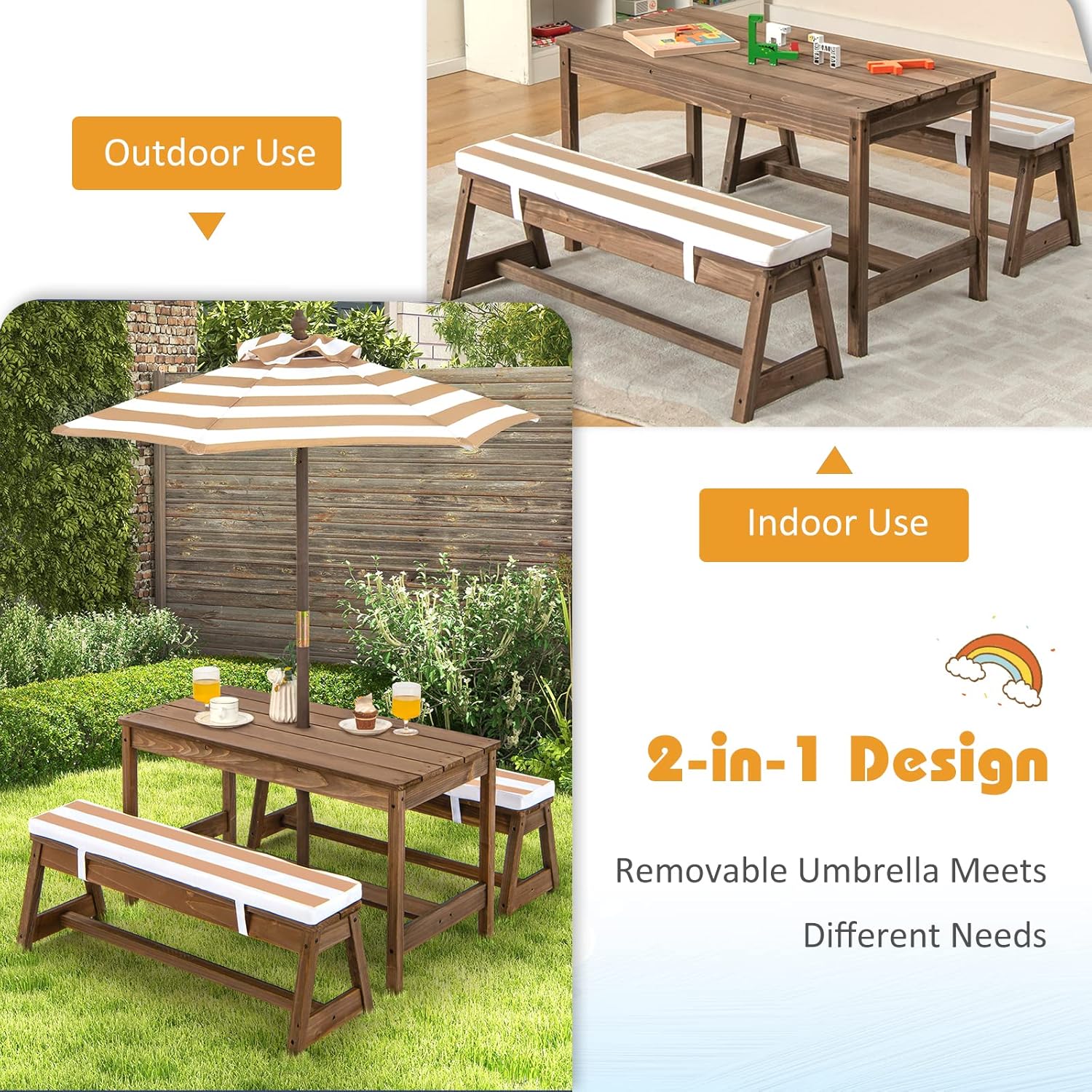 Деревянный детский столик для  – обзор и цена Kids Outdoor Umbrella For Table